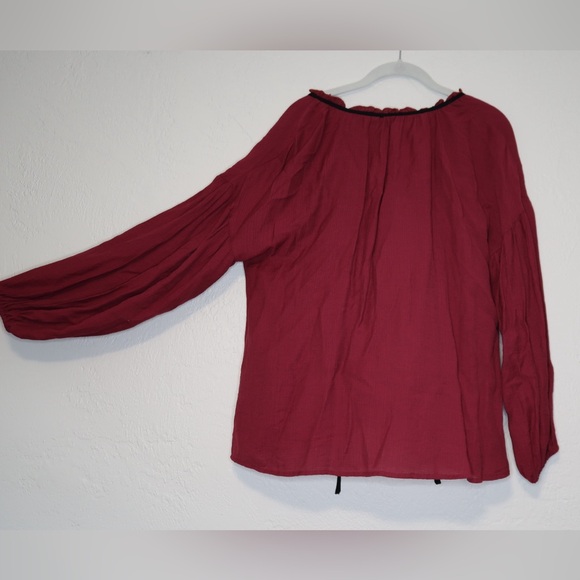 Blu Pepper Maroon Peasant Top - Picture 4 of 4